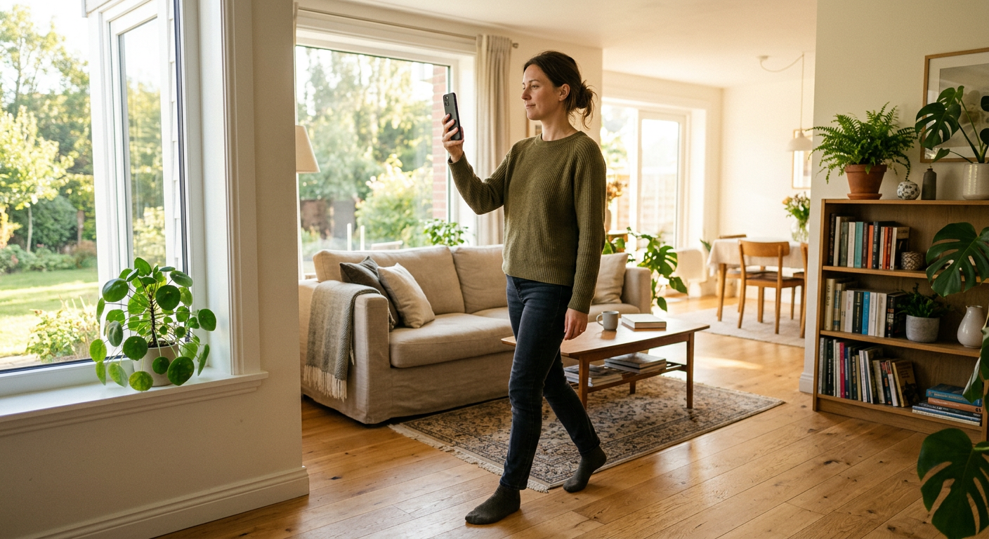 Walking through a home with a phone camera to document items